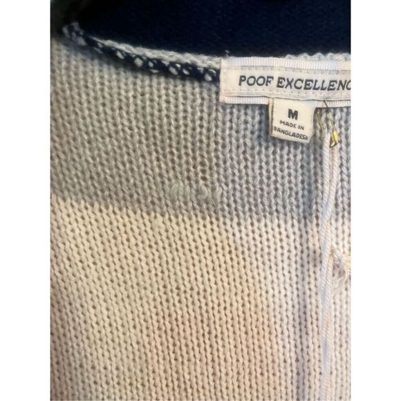 Poof Excellence Women Blue/cream  Cardigan M Nwt - Picture 3 of 5